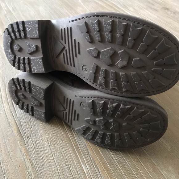 Studded Brown Moto Boot With Gold Buckles - Picture 6 of 7